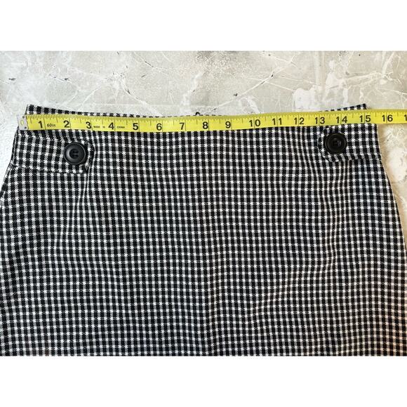 Y2K Vintage Houndstooth Black And White Mini Skirt M Collection Size 7 Buttons - Picture 7 of 10